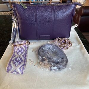 NWT Pom Pom London City Slim Bag in purple nightshade.